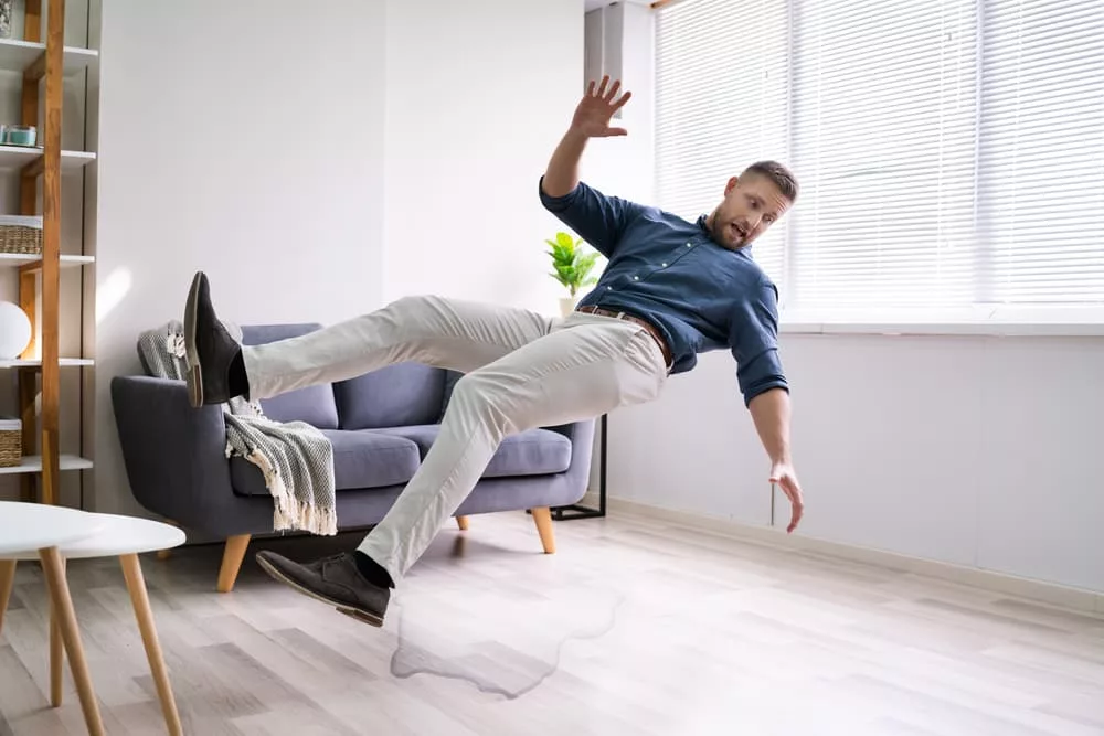 A person slips and falls inside a residence