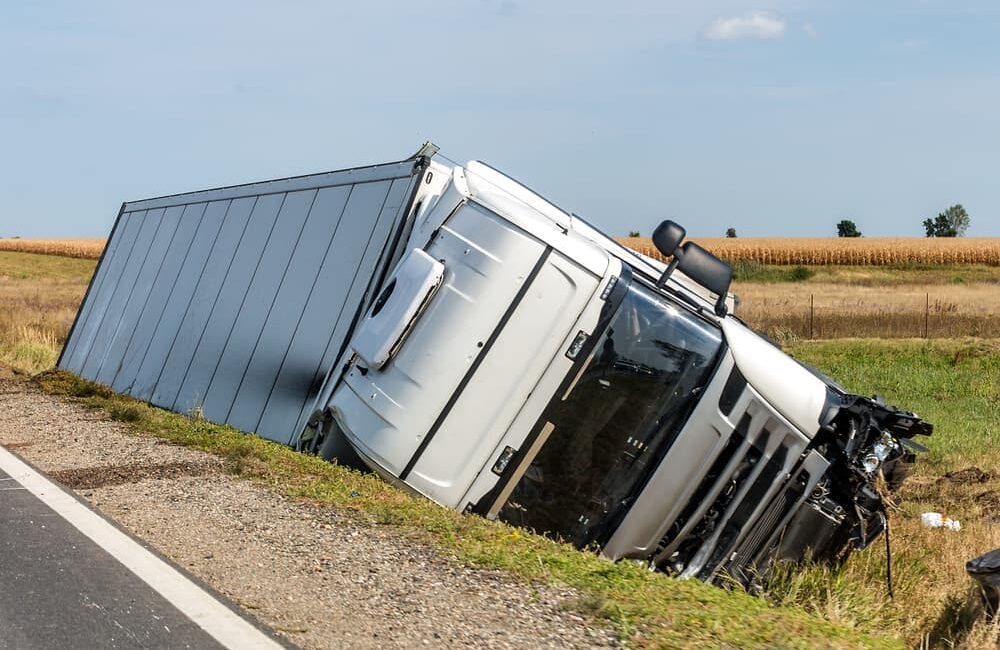 A major truck accident occurred in Miami, FL, causing the truck to overturn into a roadside ditch.