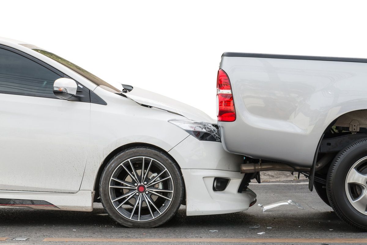 Car accident involving two cars on the street